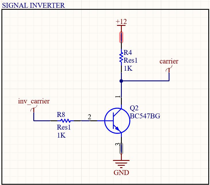 Signal inverter circuit with a npn BJT