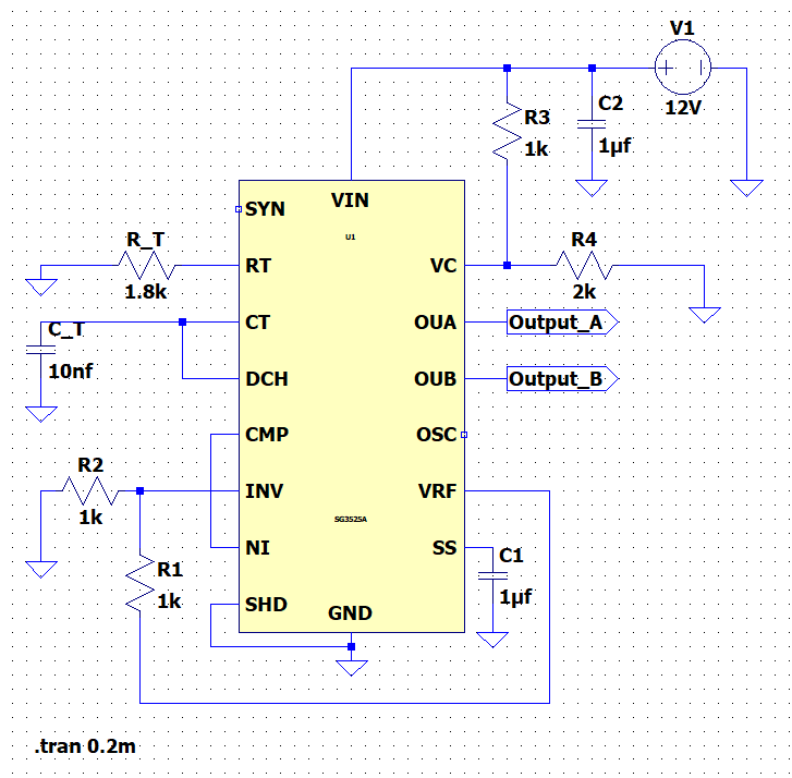 LTSpice SG3525 Simulation Schematic