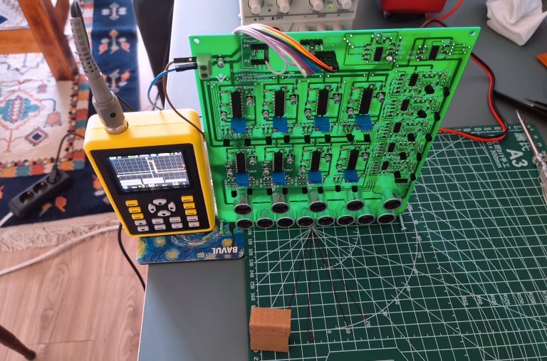 One of the experimental setups from my undergraduate sonar project back in 2024. A custom-designed PCB, a small oscilloscope, and a lot of trial and error.